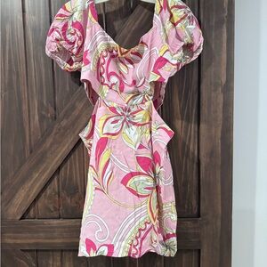 Chic Pink Patterned Mini Dress
